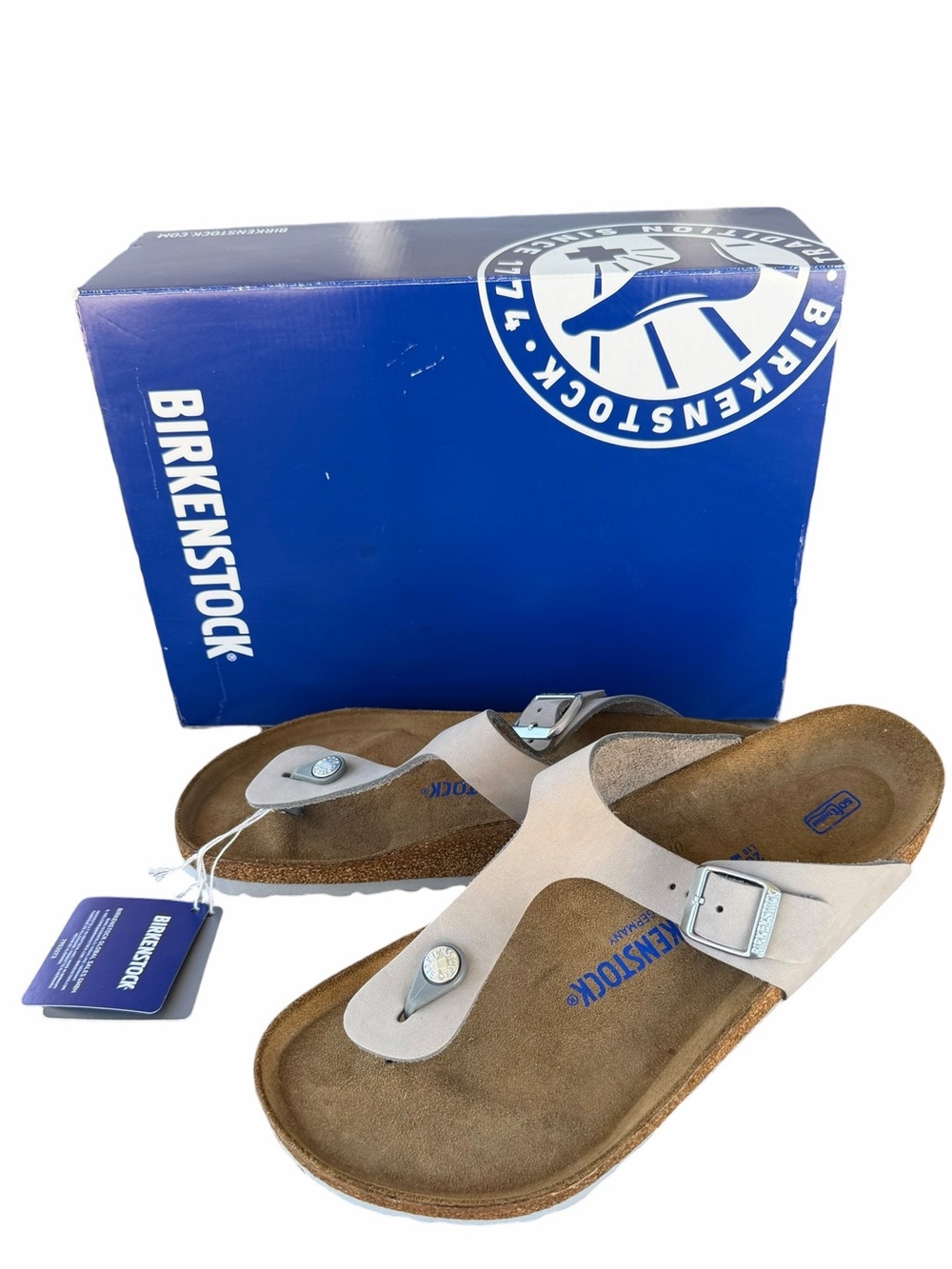 Birkenstock Gizeh Soft Footbed Leather Sandal Dove Gray US 10 Normal Fit NIP